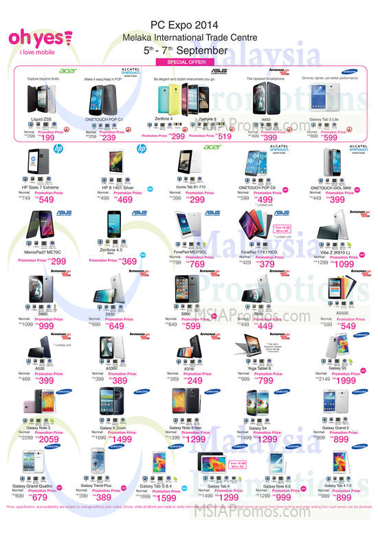 5 Sep Oh Yes Mobile Phones Acer, Asus, Lenovo, Samsung, HP, Alcatel