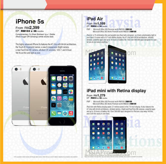 Apple Iphone 5S, iPad Air, iPad mini