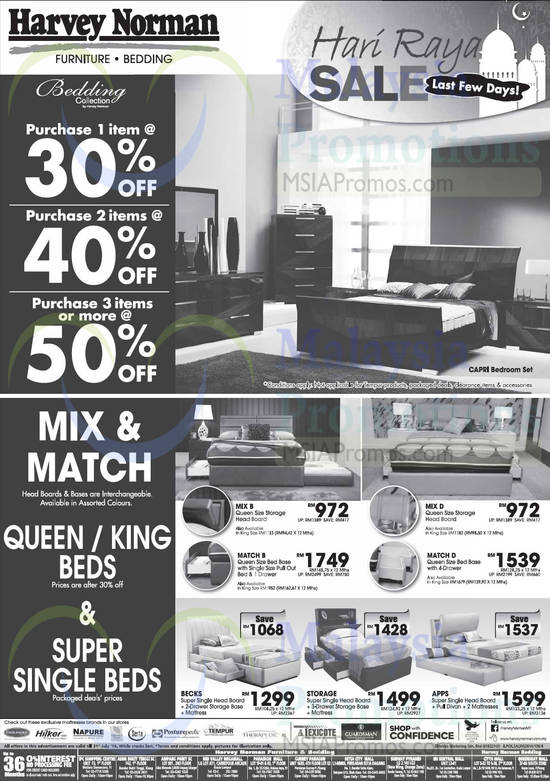 Bedroom Sets, Mix n Match, Purchase 1 Item At 30 Percent Off