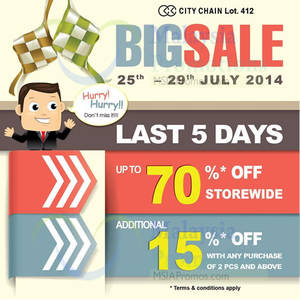 Featured image for City Chain Special Sale @ Johor Premium Outlets 25 – 29 Jul 2014