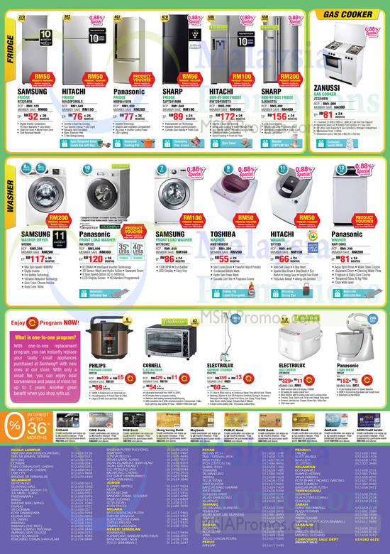 Fridges, Gas Cooker, Washers, Pressure Cooker, Electric Oven, Garment Steamer, Rice Cooker, Stand Mixer, Samsung, Hitachi, Sharp