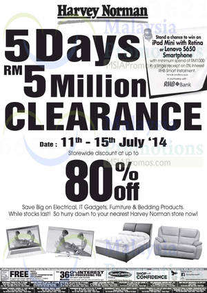 Featured image for (EXPIRED) Harvey Norman RM5 Million Clearance 11 – 15 Jul 2014