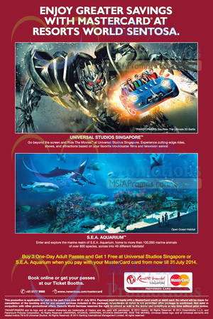 Featured image for (EXPIRED) RWS Buy 3 Get 1 FREE Universal Studios / Sea Aquarium Tickets Promo 9 – 31 Jul 2014