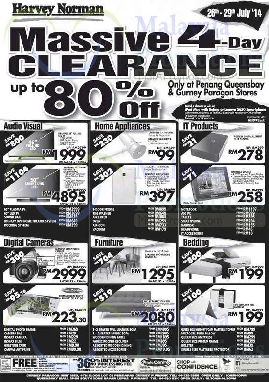 TVs, Home Appliances, IT Products, Digital Cameras, Furnitures, Beddings, Olympus, Samsung, Fujifilm