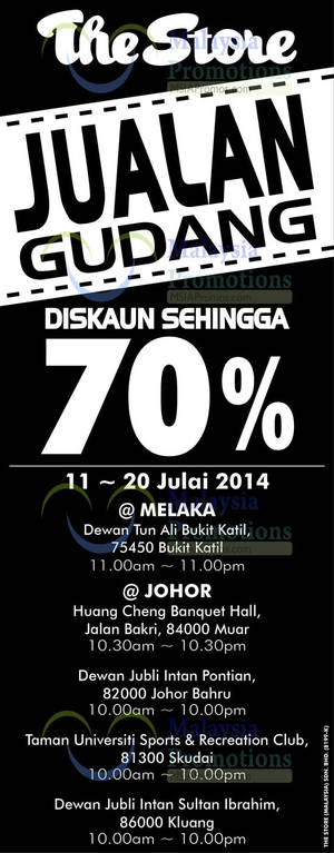Featured image for (EXPIRED) The Store Branded Warehouse SALE @ Johor 4 Locations 11 – 20 Jul 2014
