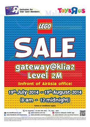 Featured image for Toys “R” Us Lego SALE @ KLIA2 19 Jul – 28 Sep 2014