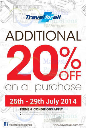 Featured image for (EXPIRED) Travel for All 20% OFF Storewide Promo 25 – 29 Jul 2014