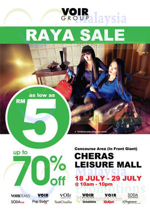 Featured image for (EXPIRED) Voir Raya SALE @ Cheras Leisure Mall 18 – 29 Jul 2014