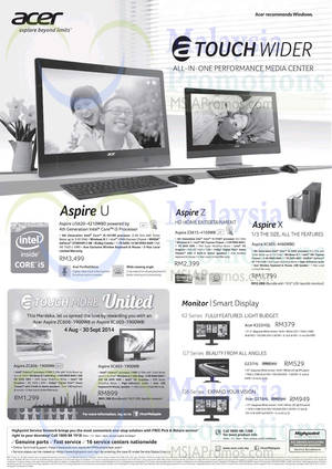 Featured image for Acer All In One Desktop PC & Monitor Offers 8 Aug 2014