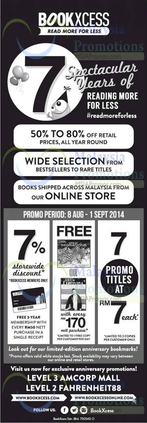 Featured image for (EXPIRED) Bookxcess Promotion 8 Aug – 1 Sep 2014