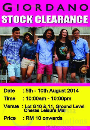 Featured image for (EXPIRED) Giordano Clearance SALE @ Cheras Leisure 5 – 10 Aug 2014