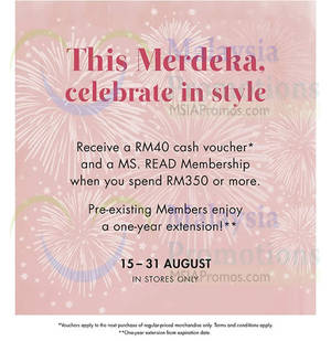 Featured image for MS. Read Spend RM350 & Get FREE RM40 Voucher 15 – 31 Aug 2014