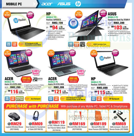 Notebooks, HP, Acer, Asus