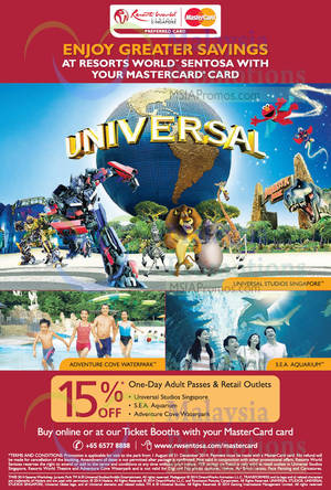 Featured image for (EXPIRED) Universal Studios, Sea Aquarium & Adventure Cove 15% OFF Promo 1 Aug – 31 Dec 2014