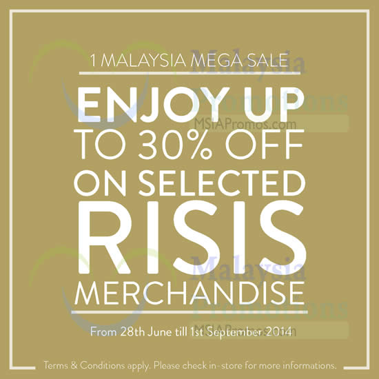 Risis 1Malaysia Mega SALE 28 Jun – 1 Sep 2014