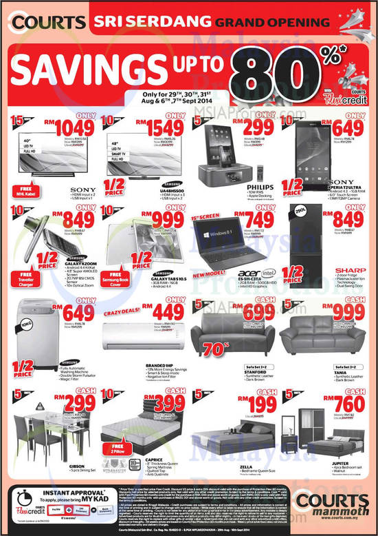 TVs, Notebooks, Furnitures, Tablets, Smartphones, Samsung, Sony, Philips, Acer, Sharp