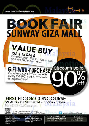 Featured image for Times Bookstores Up To 90% Off Sale @ Sunway Giza Mall 22 Aug – 1 Sep 2014