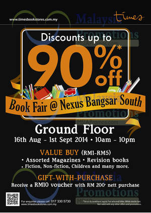 Featured image for Times Bookstores Up To 90% Off Sale @ Nexus 16 Aug – 1 Sep 2014
