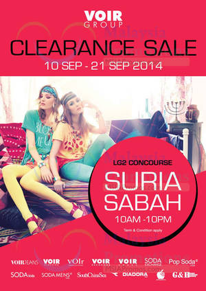 Featured image for (EXPIRED) Voir Clearance SALE @ Suria Sabah 10 – 21 Sep 2014