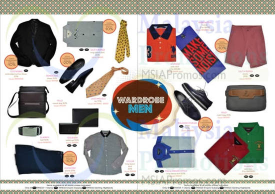 Wardrobe Men Items Shorts, Shirts, Ties, Wallets, Sling Bags