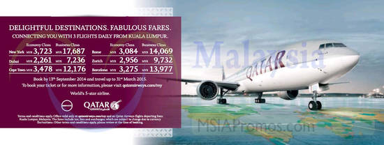 8 Sep Fares New York, Dubai, Cape Town, Rome, Zurich, Barcelona