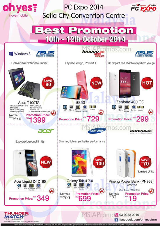 9 Oct Thunder Match Technology, Smartphones, Notebooks, Samsung, Lenovo, Acer, Asus, Pineng