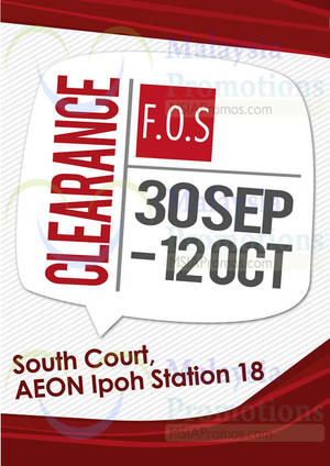 Featured image for (EXPIRED) F.O.S Clearance SALE @ AEON Ipoh Station 18 30 Sep – 12 Oct 2014