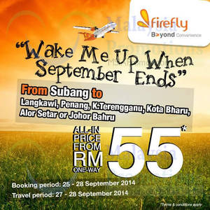 Featured image for Firefly From RM55 Promo Air Fares (Fly From Subang) 25 – 28 Sep 2014