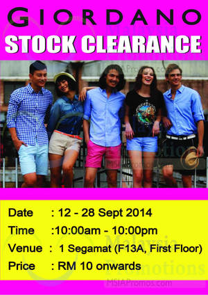 Featured image for (EXPIRED) Giordano Clearance SALE @ 1 Segamat 12 – 28 Sep 2014