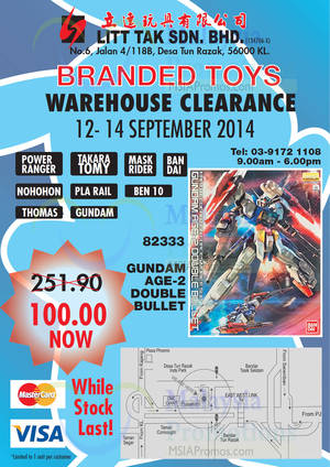 Featured image for Litt Tak Branded Toys Warehouse Sale 12 – 14 Sep 2014