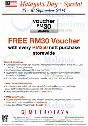 Featured image for (EXPIRED) Metrojaya Malaysia Day Special Free Vouchers Promotion 13 – 16 Sep 2014