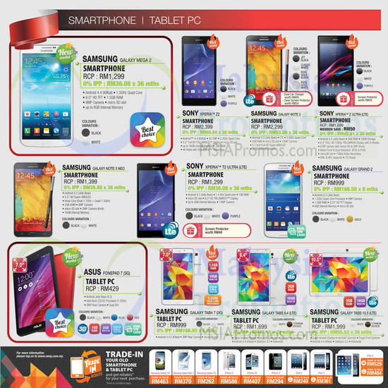 Smartphones, Tablets, Samsung, Sony, Asus