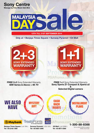 Featured image for (EXPIRED) Sony Centre Malaysia Day SALE Offers 13 – 21 Sep 2014