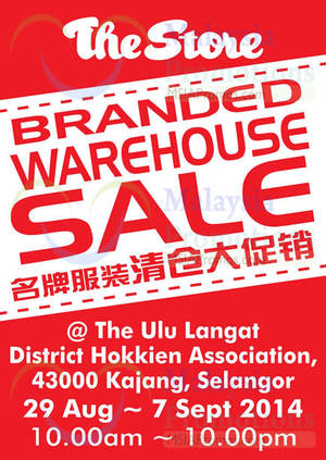 Featured image for The Store Branded Warehouse Sale @ Kajang Selangor 29 Aug – 7 Sep 2014