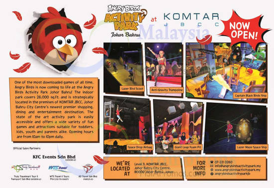 22 Nov Attractions, Lazer Bird Scoot, Captain Black Birds Ship, Anti-Gravity Trampoline