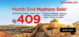 Featured image for Air Asia Go From RM409/pax 4D3N Flights + Hotels + Tax Promo 27 Oct – 2 Nov 2014