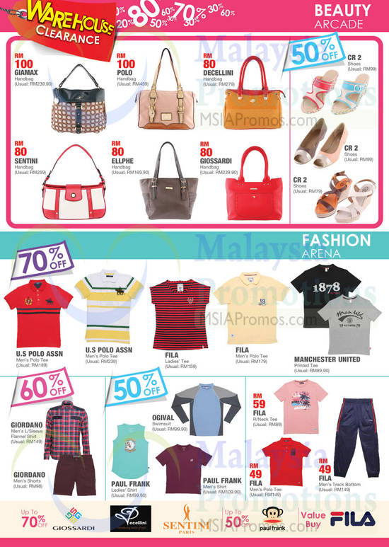 Beauty Arcade, Fashion Arena, Handbags, T-Shirts, Polo, CR2, U.S Polo Assn, Fila, Paul Frank, Giordano