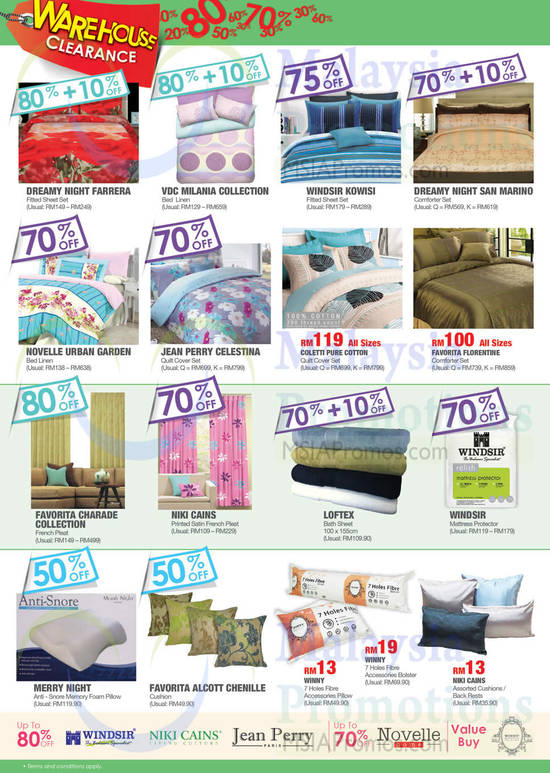 Bedsheet Sets, Curtains, Towels, Pillows, Dreamy Night Farrera, Windsir Kowisi, Jean Perry Celestina, Novelle, Loftex