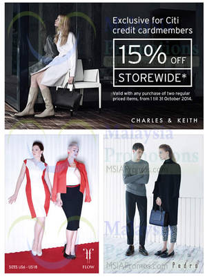 Featured image for Charles & Keith 15% OFF Storewide For Citibank Cardmembers 1 – 31 Oct 2014
