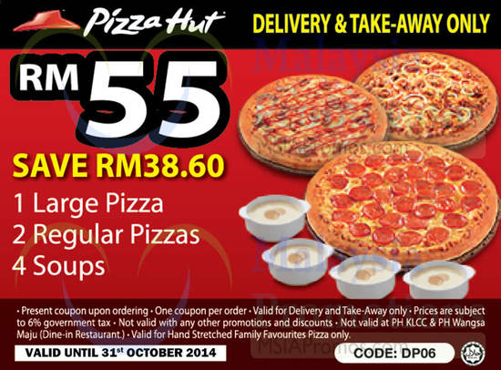 Delivery, Takeaway RM15 2 Personal Family Favourites Pan Pizzas