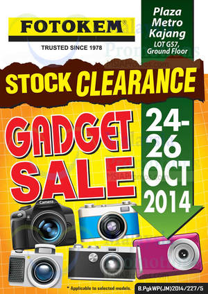 Featured image for Fotokem Stock Clearance Gadget Sale @ Plaza Metro Kajang 24 – 26 Oct 2014