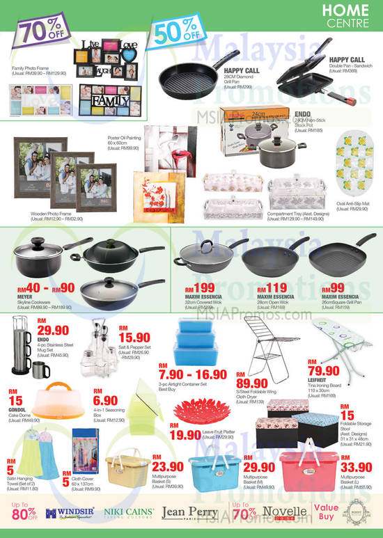 Home Centre Pans, Compartment Trays, Baskets, Happy Call, Maxim Essencia, Meyer