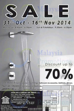 Featured image for (EXPIRED) Koon Hoe Bathroom Items SALE Up To 70% Off 31 Oct – 16 Nov 2014