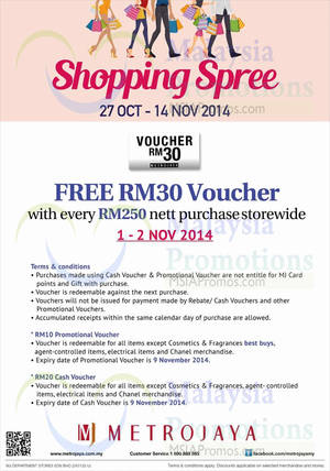 Featured image for (EXPIRED) Metrojaya Spend RM250 & Get FREE RM30 Voucher 27 Oct – 14 Nov 2014