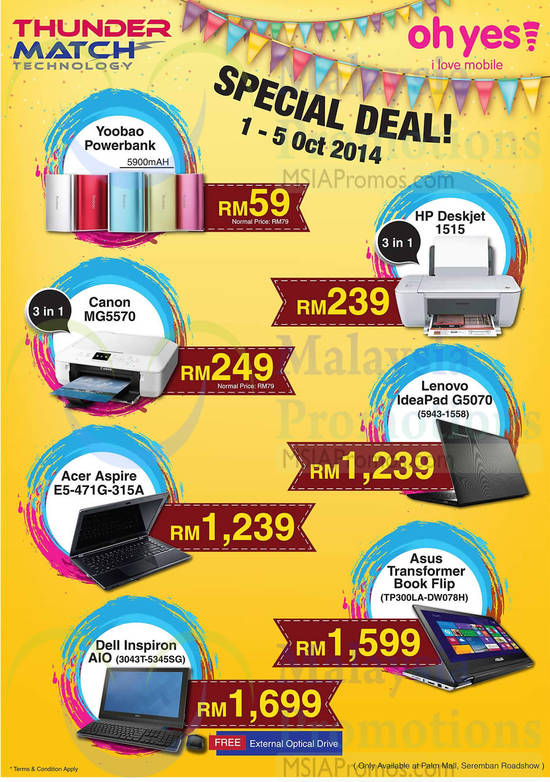 Notebooks, AIO Desktop PCs, Powerbanks, Acer, Lenovo, Dell, HP, Asus, Yoobao