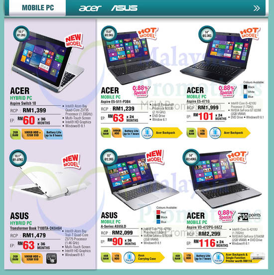Notebooks Acer, Asus