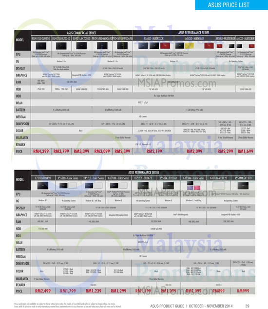 Notebooks, BU401LG-CZ035G, PRO451LD-WO068G, A555LD, X751LD-TY049H, X452LD, X552EP – SX047D