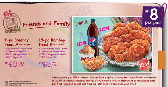 RM40.00 9pc Bombay Feast A, RM63.95 15pc Bombay Feast B