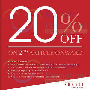 Featured image for (EXPIRED) Summit Shoes 20% OFF 2nd Item Promo 14 Oct – 14 Nov 2014