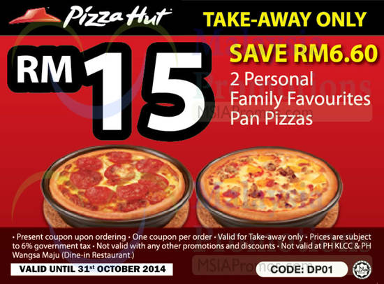 Takeaway RM15 2 Personal Family Favourites Pan Pizzas